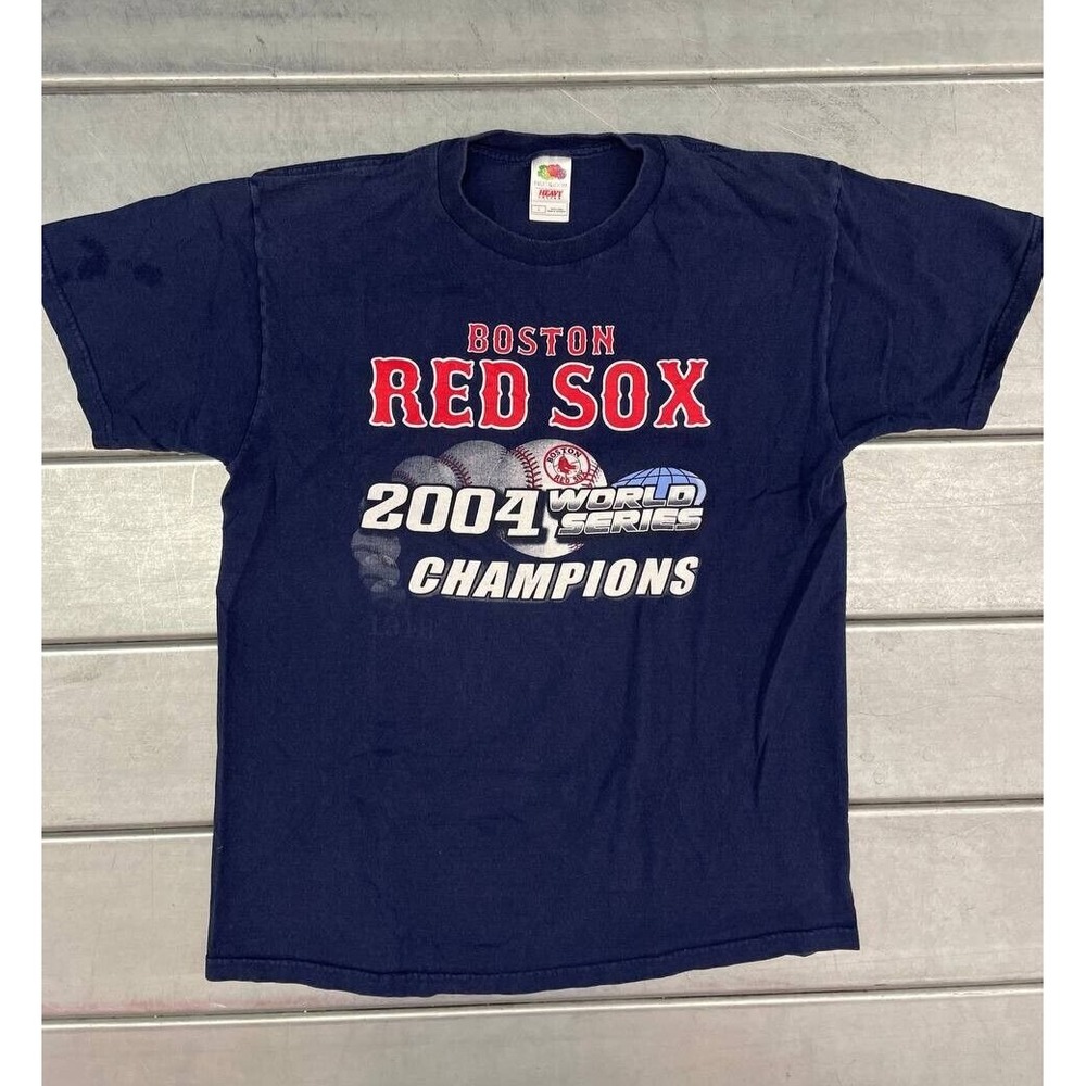 Vintage Boston Red Sox Tshirt Mens Large‎ Navy Blue MLB 2004 Champions Shirt